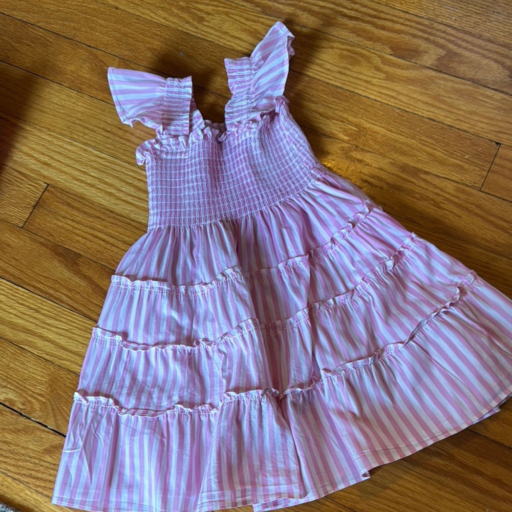 Hill House Pink and White Striped Kids Dress